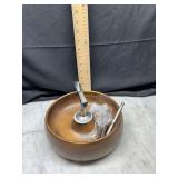Wooden Nut Bowl With Metal Utensils