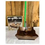 Wooden Nut Cracker Tray with Metal Picks and Original Box