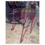 Pink Metal Mobility Walker with Front Wheels