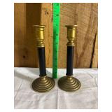 Pair of Brass and Black Metal Candlesticks