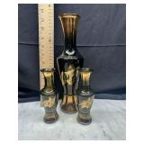 MCM Wheatonware smoke glass with gold overlay