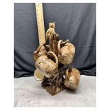 Owl Mug Tree Stand with Matching Mugs