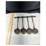 Cast Iron Ladle Set with Wall Rack