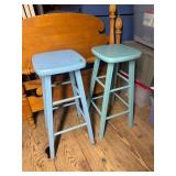 Two Painted Wood Bar Stools