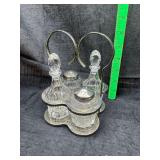 Four-Piece Glass Cruet Set with Metal Stand