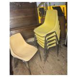 Set of Six Molded Stackable Chairs with Chrome Legs