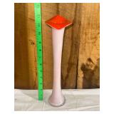 Pink and Orange Glass Trumpet Vase