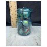 Ball Ideal Blue Glass Jar with Marbles