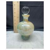 hand blown art glass bottle with stopper