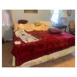 King size bed mattress frame and bedding