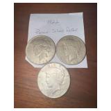 Lot of Three 1922 Peace Silver Dollars sold 3x