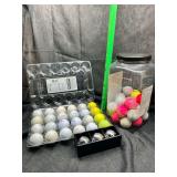 Assorted Golf Balls in Plastic Containers and Display Box