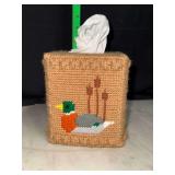 Hand made plastic canvas cross stitch duck tissue box cover