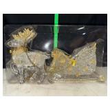 Acrylic decorative Christmas sleigh and reindeer