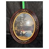 Framed lake scene print