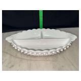 Fenton milk glass hobnail relish dish