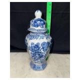Blue and white slender Chinese ginger jar