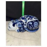 Blue and white chinoiserie cat
