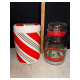 Christmas peppermint and Holly jars