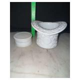 Fenton milk glass top hat vase and milk glass ointment pot