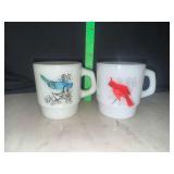 2 anchor hocking song bird mugs