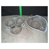 2 opalescent moonstone hobnail dishes
