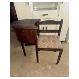 Wooden Telephone Bench with Upholstered Seat