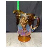 Carnival amber grape pattern pitcher