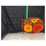 Fall platter and metal mail rack/key hanger