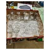 Assorted Etched Glass Stemware and Serving Bowl Collection