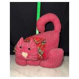 Vintage cottage core hand made stuffed cat doorstop