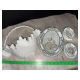 Plastic basket wall planter and rabbit plaques