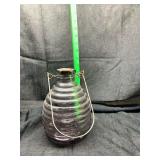 Ribbed Purple Glass Jug Bee Trap with Wire Bail Handle and Cork