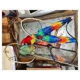 Vintage wooden perching parrots and margaritaville tray