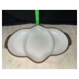 Fire king milk glass divided relish tray