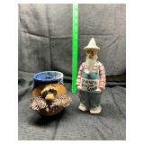 Ceramic Figurine and Sculpted Face Mug Set