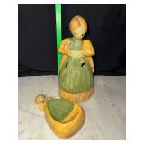 Vintage corn husk gurl tea light and spoon rest