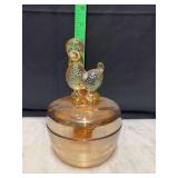 Jeanette glass marigold carnival poodle powder dish