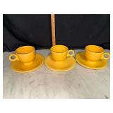 3 Fiesta original yell teacups and saucers