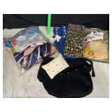 Vintage ladies scarves, hankies, crochet, felt purse