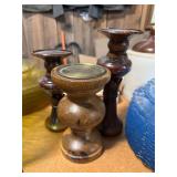 3 wood candle pillars