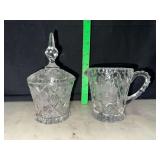 Etched crystal cream and sugar set