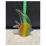 Art glass tropical angel fish paperweight