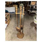 Vintage brass fireplace tool set