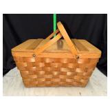 Woven wood splint picnic basket