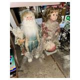 Santa Claus Figure and Porcelain Doll
