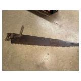 Large Two-Man Crosscut Saw with Wooden Handle