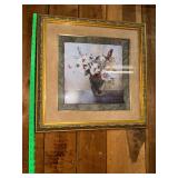 Floral bouquet print in gold tone frame