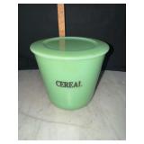 Jadeite cereal jar with lid