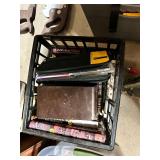 Crate of books and media